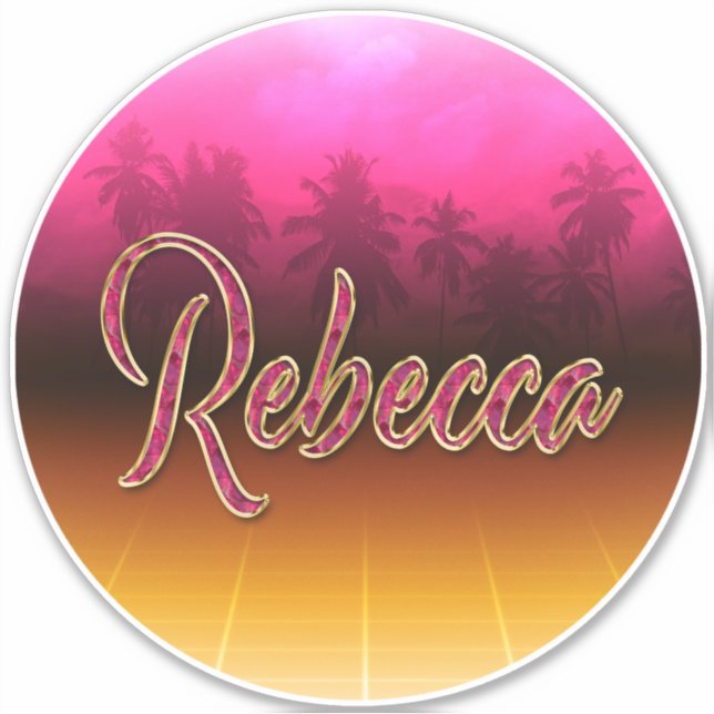 Rebecca First Name Golden pink Sticker (Front)