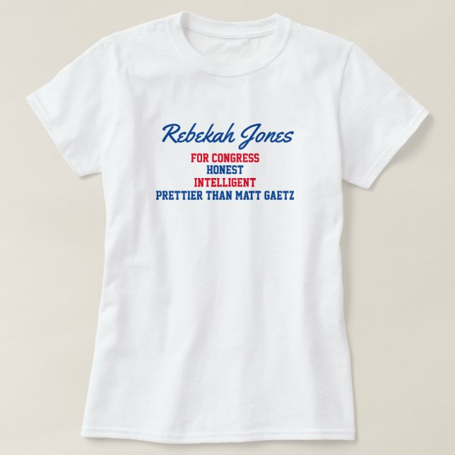 Rebekah Jones For Congress T-Shirt (Design Front)