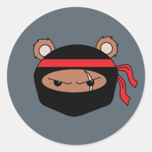 Rebel Bear Ninja Classic Round Sticker