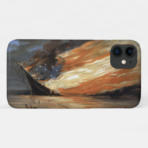 Rebel Civil War flagship on Fire of American flag  iPhone 11 Case