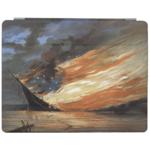 Rebel Civil War flagship on Fire of American flag iPad Cover
