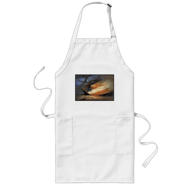 Rebel Civil War flagship on Fire of American flag  Long Apron (Front)