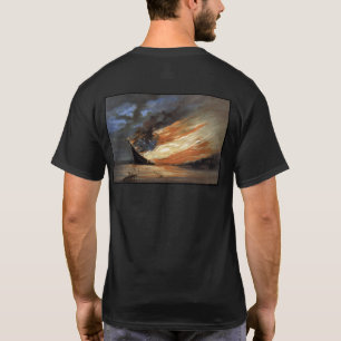 Rebel Civil War flagship on Fire of American flag T-Shirt
