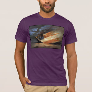 Rebel Civil War flagship on Fire of American flag  T-Shirt