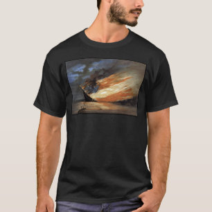 Rebel Civil War flagship on Fire of American flag T-Shirt