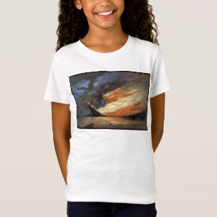 Rebel Civil War flagship on Fire of American flag T-Shirt
