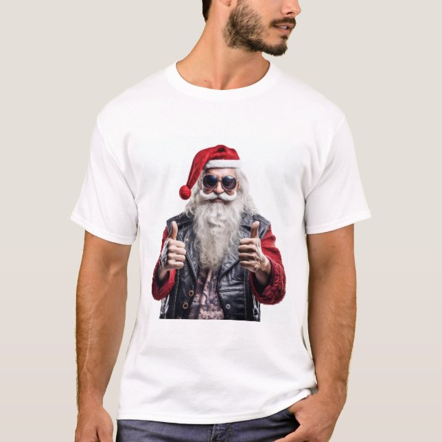 Rebel Claus – Biker Santa Christmas Vibes T-Shirt (Front)