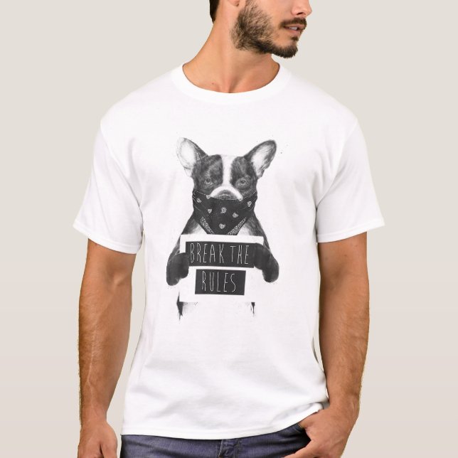 Rebel Dog Break The Rules Bandanna Animal Lover T-Shirt (Front)