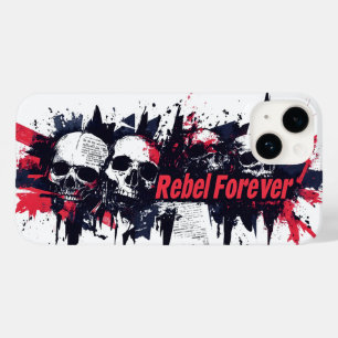 "Rebel Forever" - Edgy Skull Graphic Design Case-Mate iPhone 14 Case