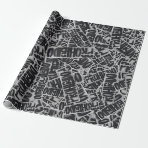 Rebel Life: Typography Black and White Pattern Wrapping Paper