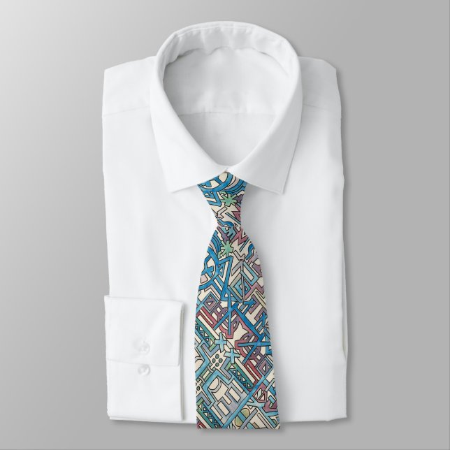 Rebel-Modern Geometric Pattern Tie (Tied)