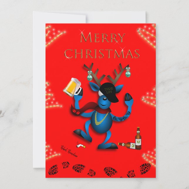 REBEL REINDEER CHRISTMAS CARD -JAILMATECARDS.CO.UK (Front)
