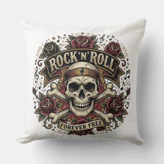 Rebel Rhythm | Skull & Roses Tattoo Graphic Tee Cushion