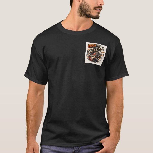 Rebel Rhythms: Rock & Roll Skull Guitar Tee (Front)