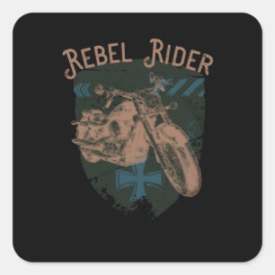 Rebel Rider Motorcycle Vintage Biker Square Sticker