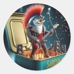  Rebel Sardine Punk Rock Attitude Crazy Style Classic Round Sticker