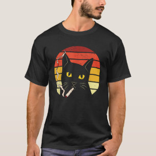 Rebel Smoking Bad Black Cat Funny Black Cat Vintag T-Shirt