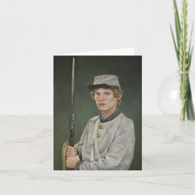 Rebel Soldier Civil War Portrait Art Note Card (Front)