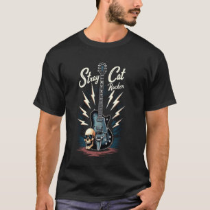 Rebel Style Stray Cat Rocker Rockabilly Guitar T-Shirt