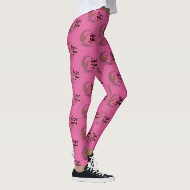 Rebel Tribe Phoenix Logo Pink Pattern Leggings (Right)