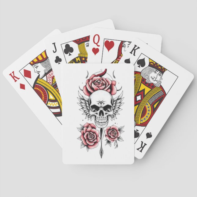 Rebel Wings: Skull & Roses Custom Playing Cards (Back)