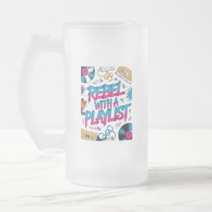 Rebel With A Playlist – Retro Music Lover Frosted Glass Beer Mug