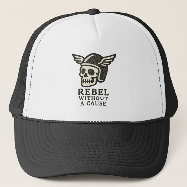 Rebel Without A Cause Skull  Trucker Hat (Front)