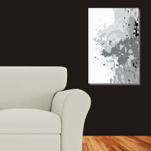 Rebelious Abstract Grey, White, Black Splatter Art