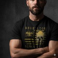 Rebellion 1776 American Flag Skull T-Shirt