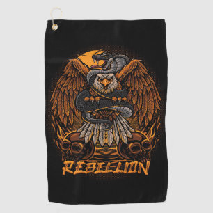 Rebellion Bald Eagle and Skulls Golf Towel