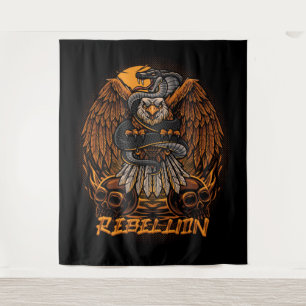Rebellion Bald Eagle, Snake and Skulls Tapestry