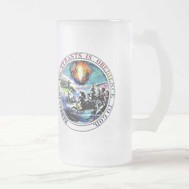Rebellion to Tyrants is Obedience to God Frosted Glass Beer Mug (Right)
