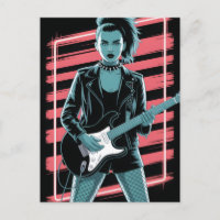 Rebellious Rock Star: Female Guitarist in Leather 