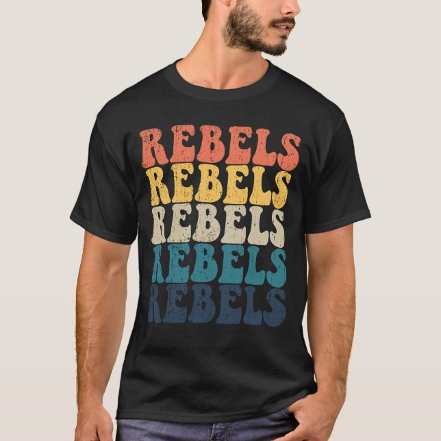 Rebels High School Rebels Sports Team Retro Rebels T-Shirt (Front)