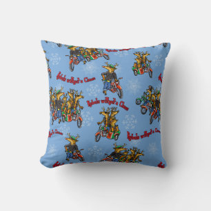 Rebels without a Claus Reindeer Blue Holiday Cushion