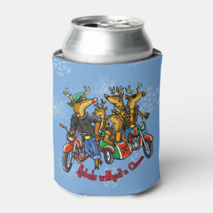 Rebels without a Claus Reindeer Holiday Cartoon Can Cooler