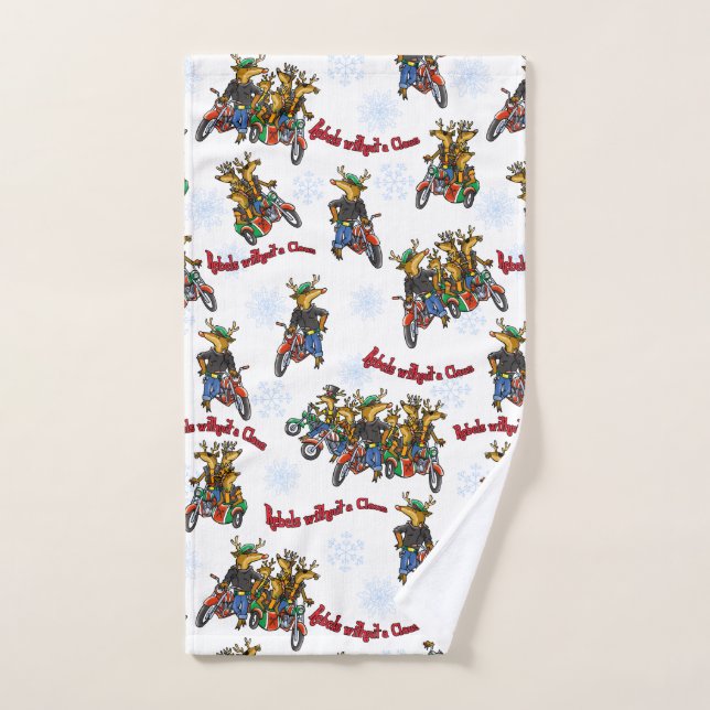 Rebels without a Claus Reindeer Holiday Cartoon Hand Towel (Hand Towel)