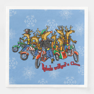Rebels without a Claus Reindeer Holiday Cartoon Napkin