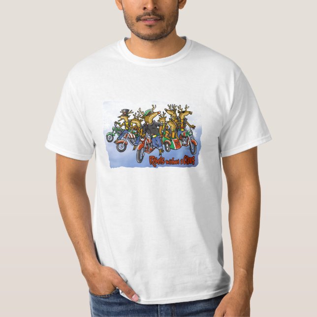 Rebels without a Claus Reindeer Holiday Cartoon T-Shirt (Front)