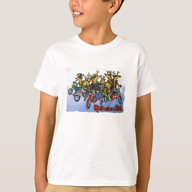 Rebels without a Claus Reindeer Holiday Cartoon T-Shirt (Front)