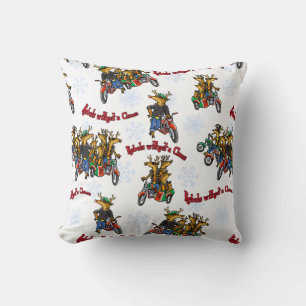 Rebels without a Claus Reindeer Silver Holiday Cushion