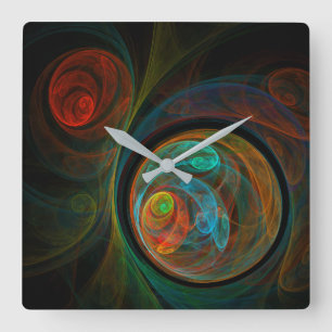 Rebirth Abstract Art Square Wall Clock