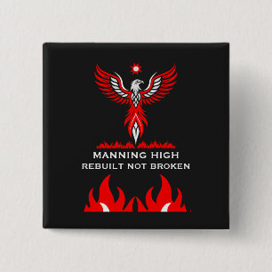 Rebirth And Strength Phoenix 15 Cm Square Badge
