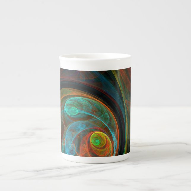 Rebirth Blue Abstract Art Bone China Mug (Front)