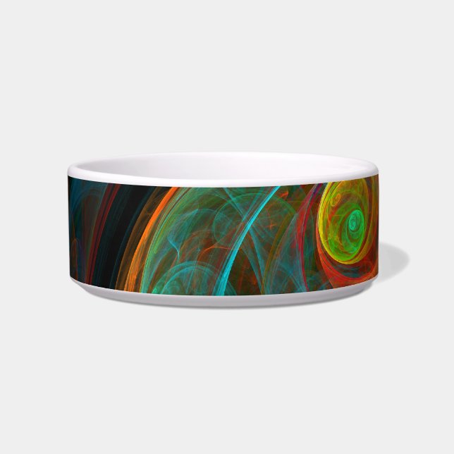 Rebirth Blue Abstract Art Cat Bowl (Front)