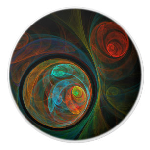 Rebirth Blue Abstract Art Ceramic Knob