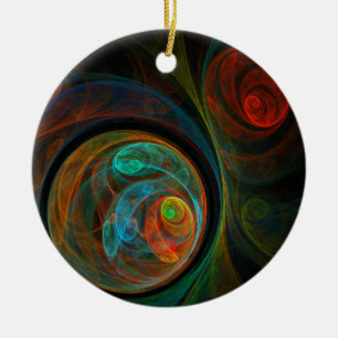 Rebirth Blue Abstract Art Circle Ornament