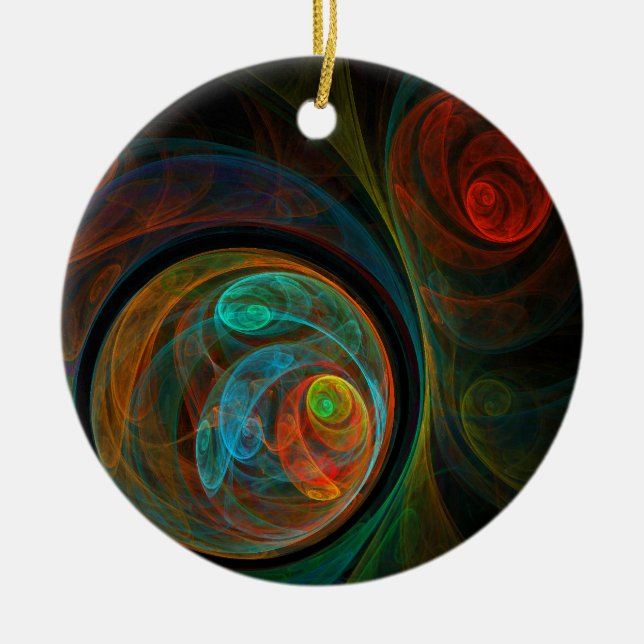 Rebirth Blue Abstract Art Circle Ornament (Front)