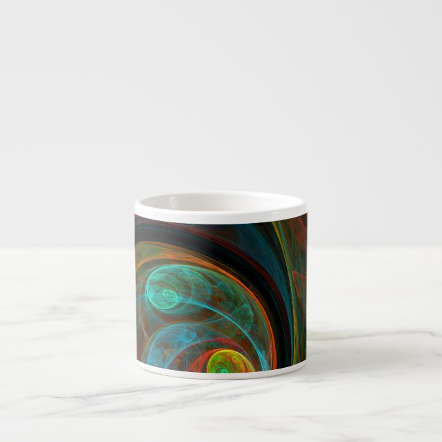 Rebirth Blue Abstract Art Espresso Mug (Front)