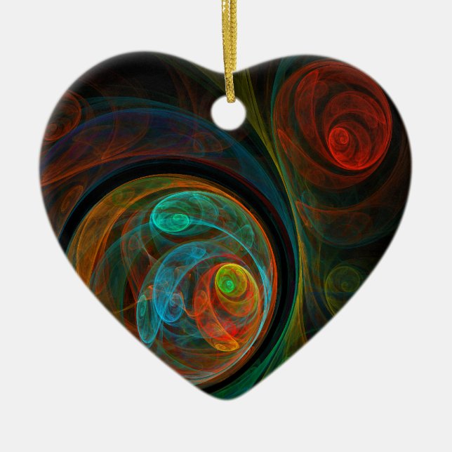 Rebirth Blue Abstract Art Heart Ornament (Front)